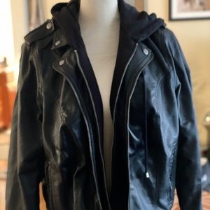 Plus Size Faux Leather Jacket